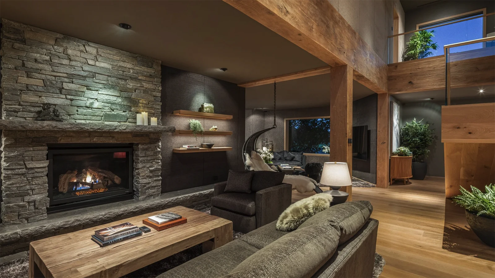 The main residence of the $48.5 million Alpine estate comes fully furnished, featuring white oak throughout with vaulted ceilings and huge picutre windows. There also are several patios with views of the Grand Tetons.