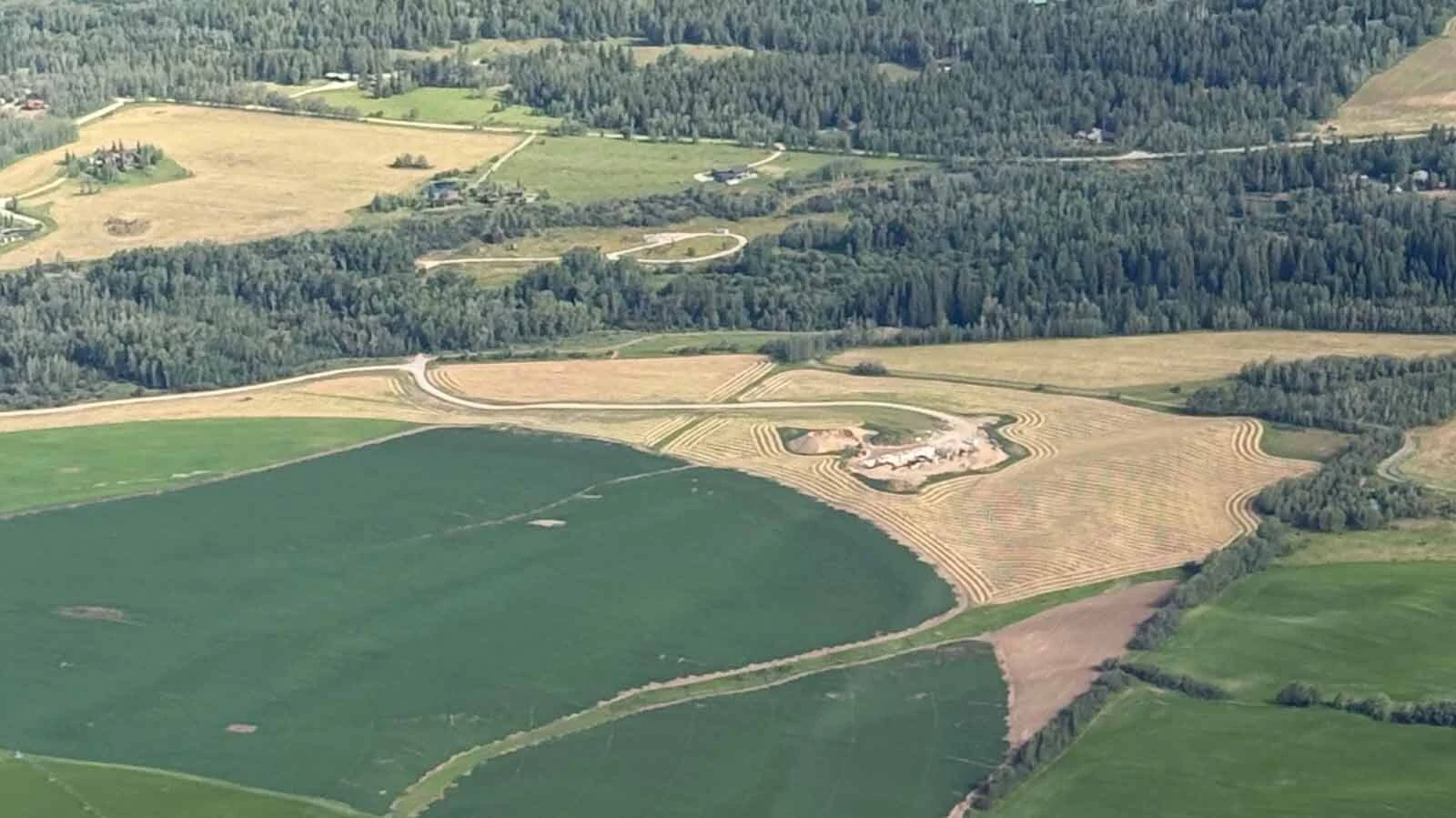 An aerial view shows Darren Rude's 432-acre ranch north of Alta, where he proposed building a 6,438-square-foot agricultural barn