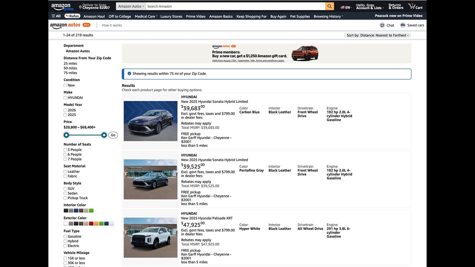 People already buy clothes, kitty litter, dog food and home appliances on Amazon, now you can add your next car to the list. Wyoming dealerships are on board, offering new Hyundai vehicles and used Hertz rental cars, but shoppers are skeptical.