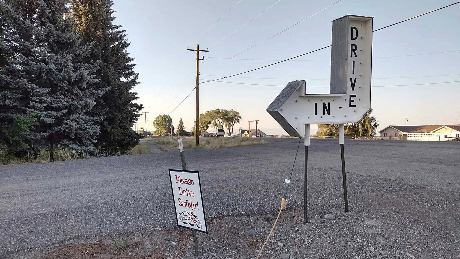 The entrance to the Ameridan Dream Drive-In in Powell, Wyoming.