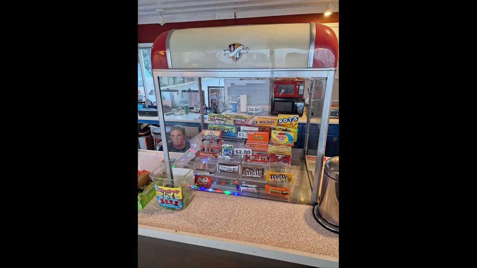 The original popcorn machine at the 77-year-old American Dream Drive-In. These days, it serves as a candy display case.