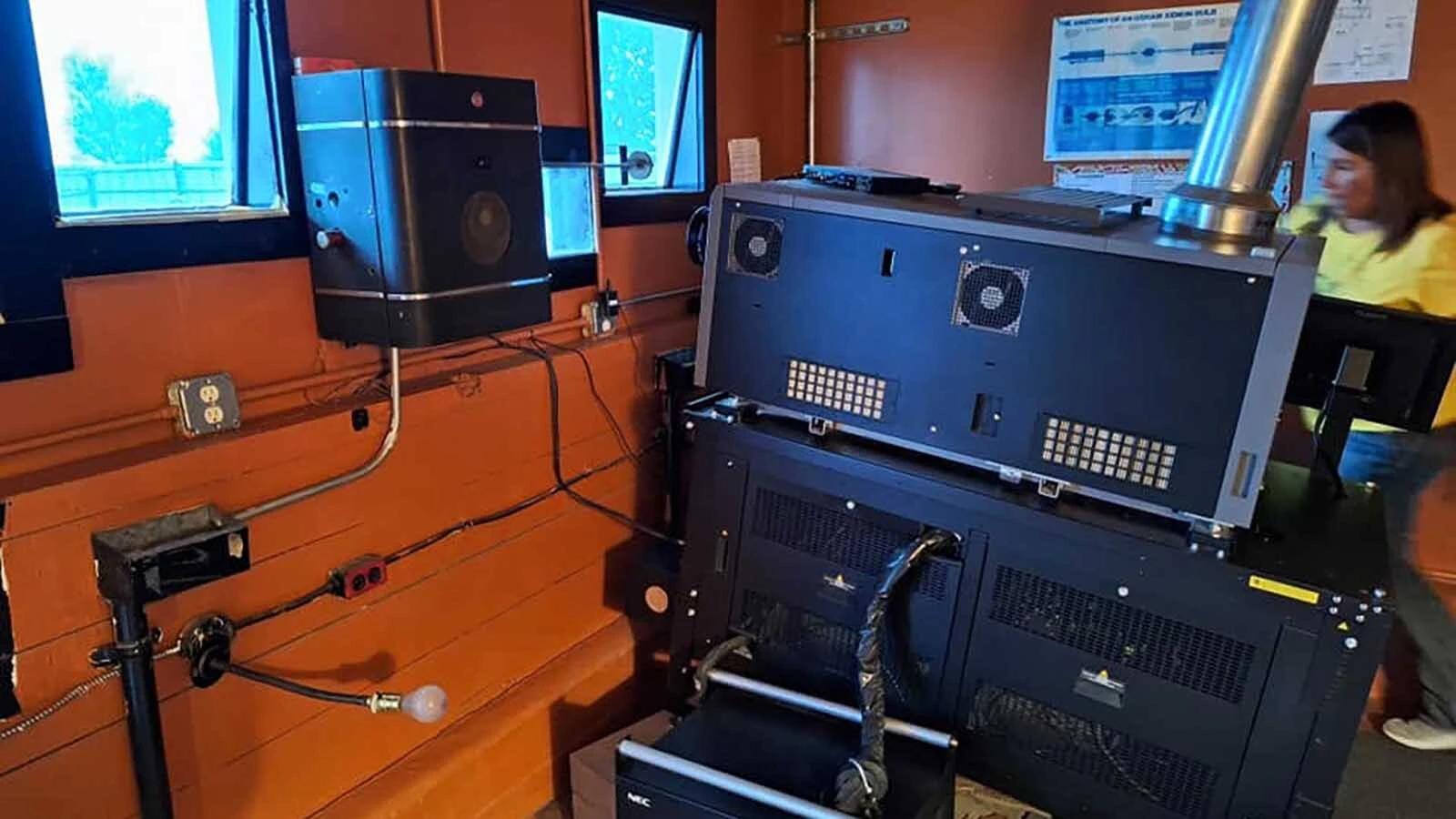 The digital projector at the American Dream Drive-In.