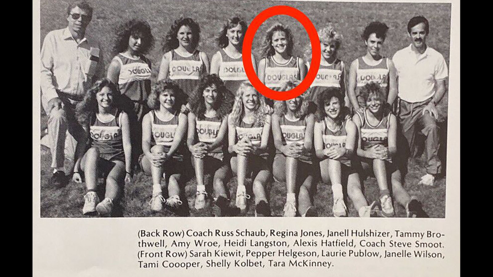 Amy Wroe Bechtel as a member of the Douglas High School track team.