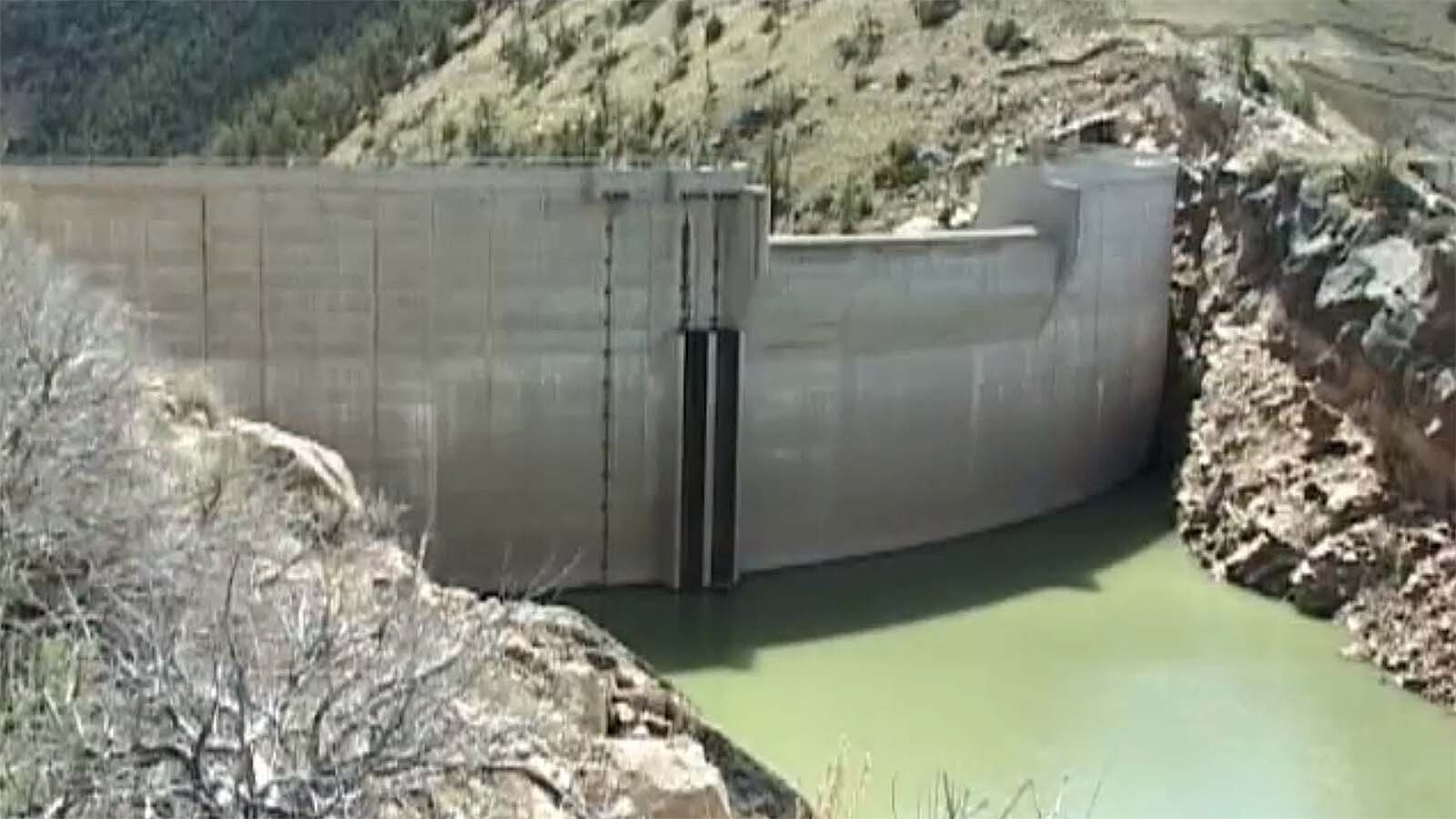 Anchor Dam in Hot Springs County, Wyoming, is technically still considered "under construction" for decades. It was never fully completed because the basin it was designed to fill doesn't hold water.