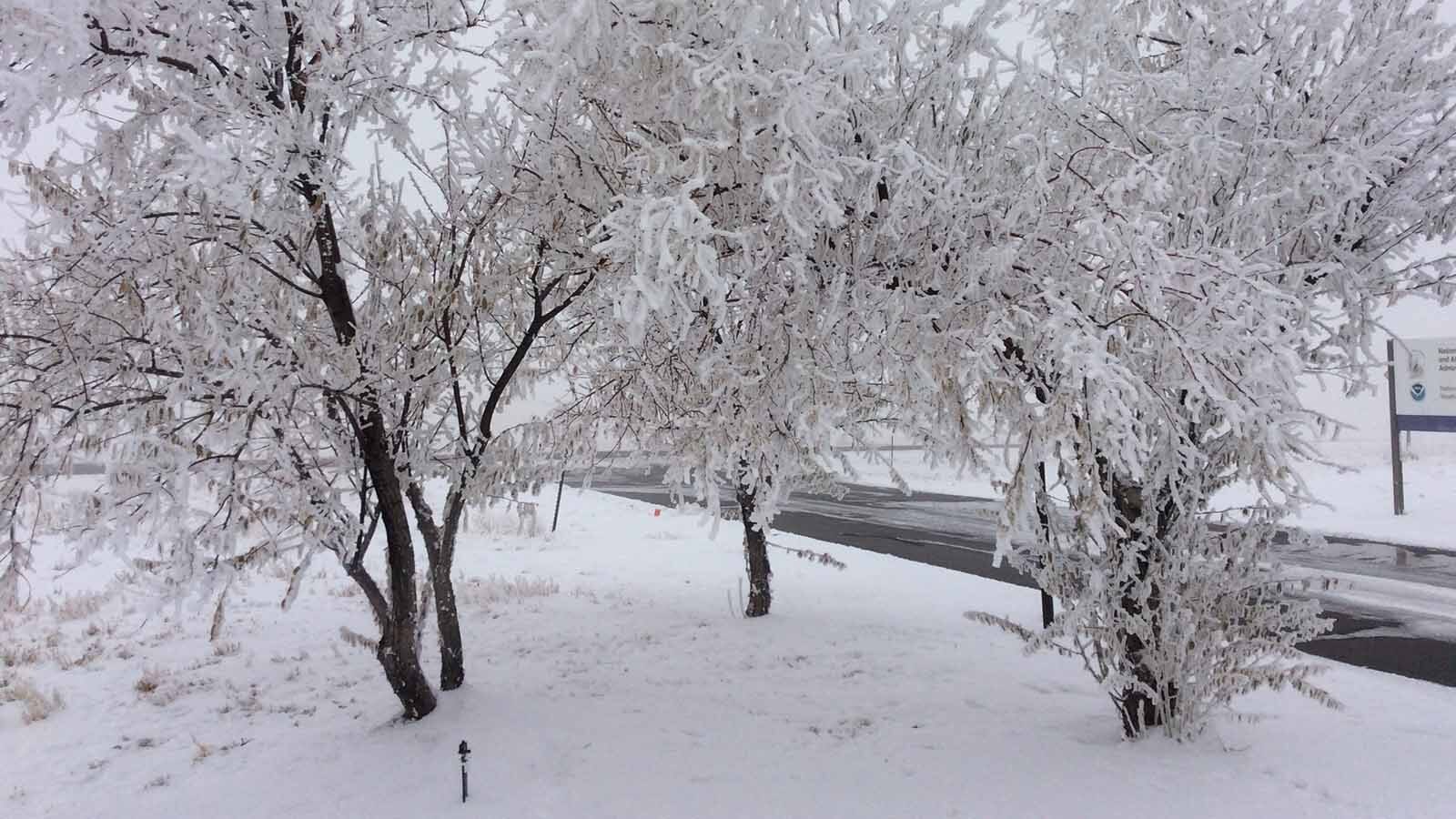 The scene outside the National Weather Service office in Riverton, Wyoming, this past weekend.