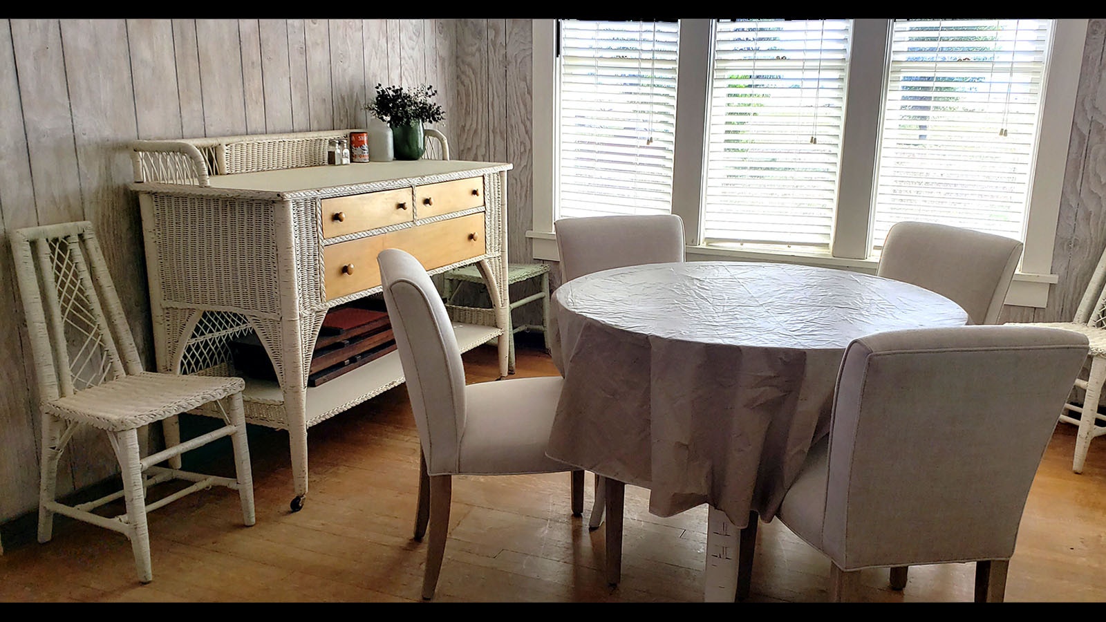 A smaller dining table just off the kitchen.