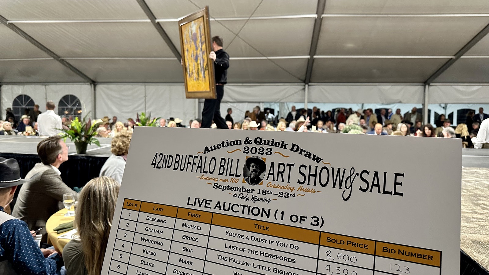A painting is auctioned off during last month's Buffalo Bill Art Show and Sale in Cody, Wyoming.