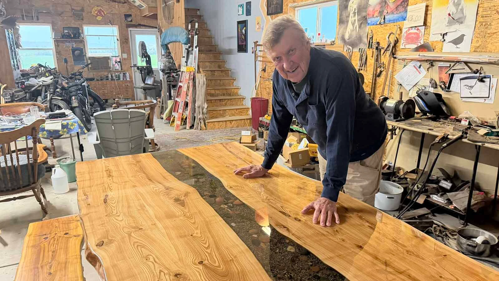 Calvin "Cal" Fulfer said that he is grateful that Terry Shryack saved the wood from an old ash tree that was mistakenly cut down nearly 30 years ago at the Washakie County Courthouse in Worland. It took the duo a year to build the 600-pound work of art that they are now planning to sell at a Cody art gallery. 