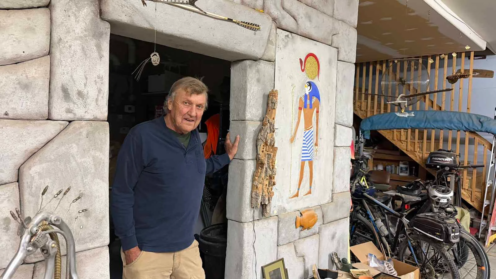 Visual artist Calvin "Cal" Fulfer has spent over a decade repurposing material into his art. The result has been an eclectic collection of petroglyph fish made of old typewriting parts to Styrofoam blocks to create an Egyptian entrance. 