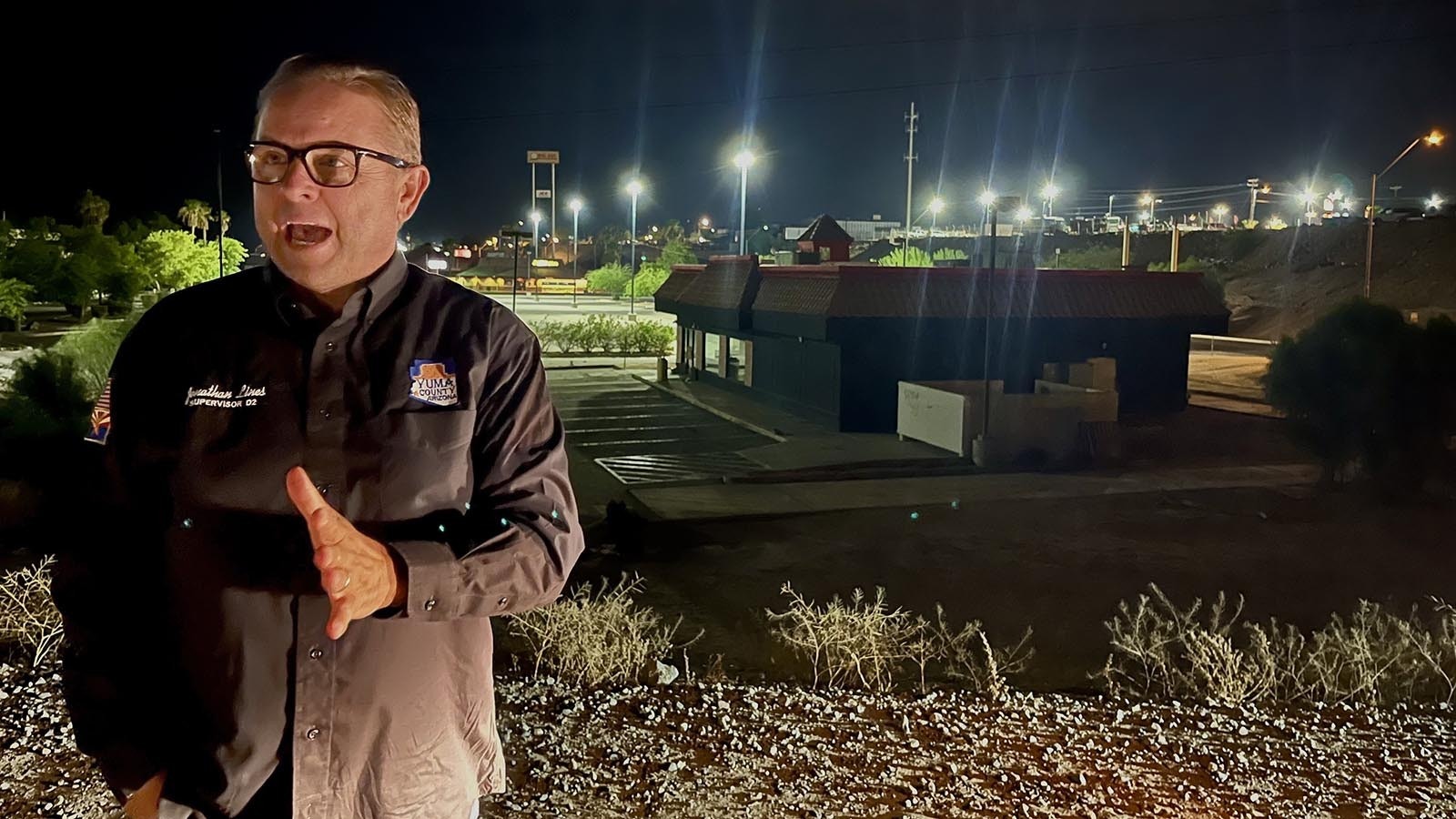 Yuma County Supervisor Jonathan Lines shows off a former KFC that had a tunnel dug inside it from the restaurant to the Mexico side of the border by a cartel.