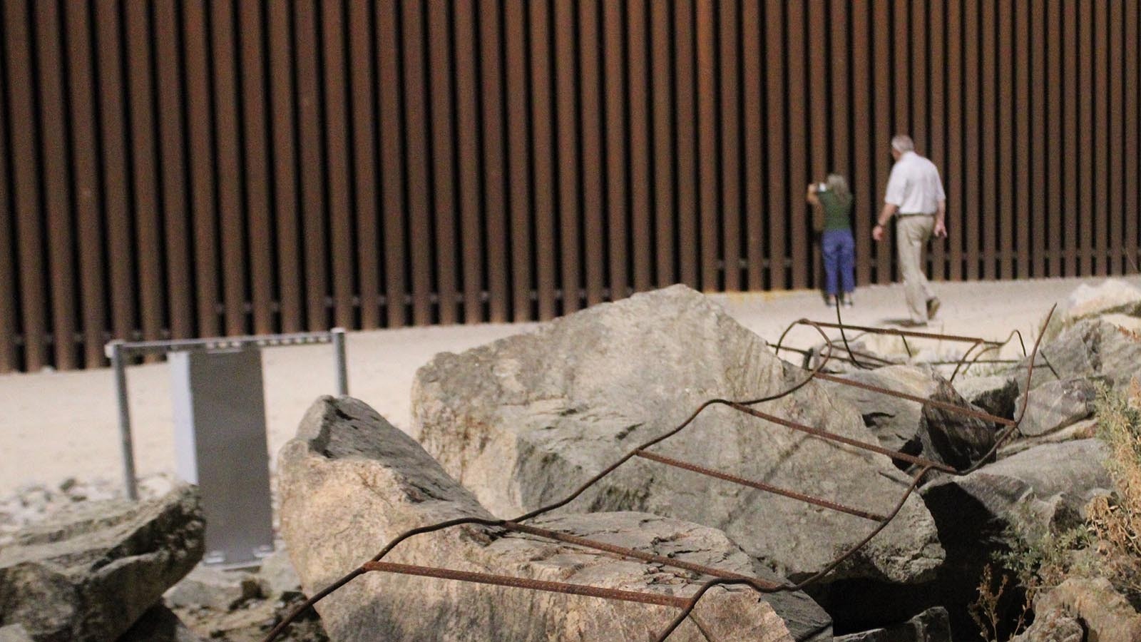 The tattered remains of a ladder that was used to help shuttle immigrants and drugs over the wall.