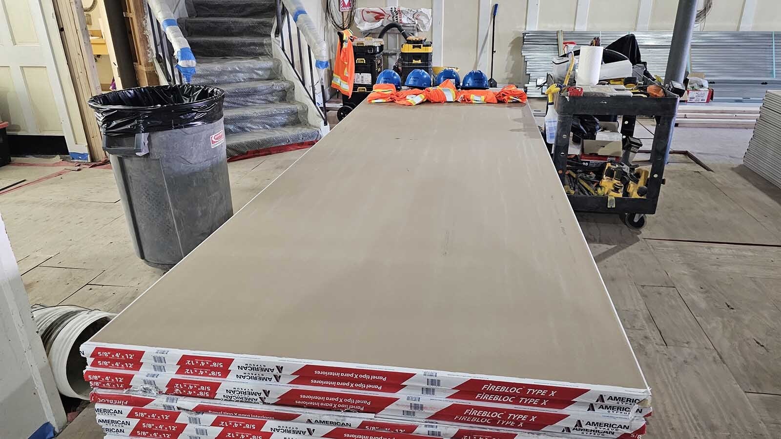 This fire-resistant gypsum sheetrock will help bring the Atlas Theatre into modern codes.