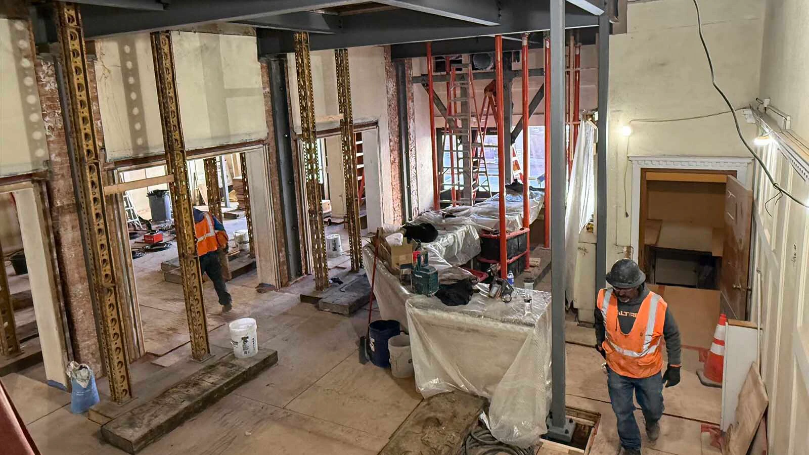 Renovation of the Atlas Theatre has uncovered artifacts that hint at new ghost stories. Among the items are hand-sewn railroad overalls stuffed into a ceiling and an Italian stiletto knife.