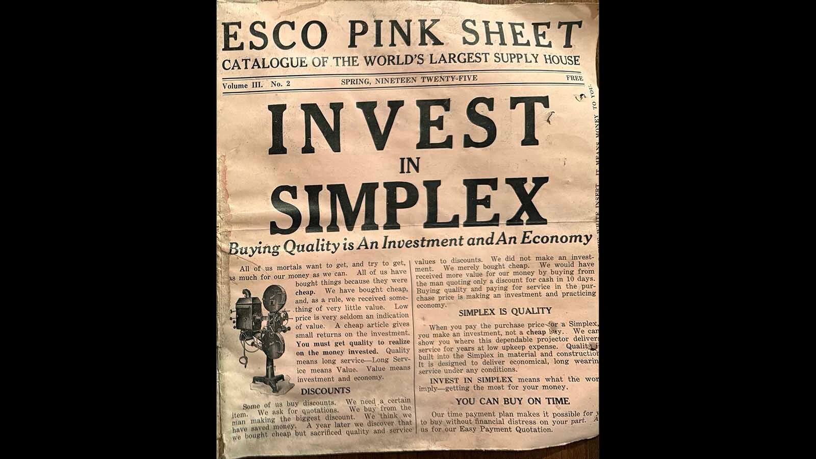 A Simplex catalog from 1925 was among items found hiding in various nooks and crannies at the Atlas.