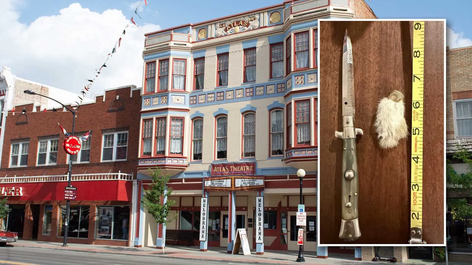 Renovation of the Atlas Theatre has uncovered artifacts that hint at new ghost stories. Among the items are hand-sewn railroad overalls stuffed into a ceiling and an Italian stiletto knife.