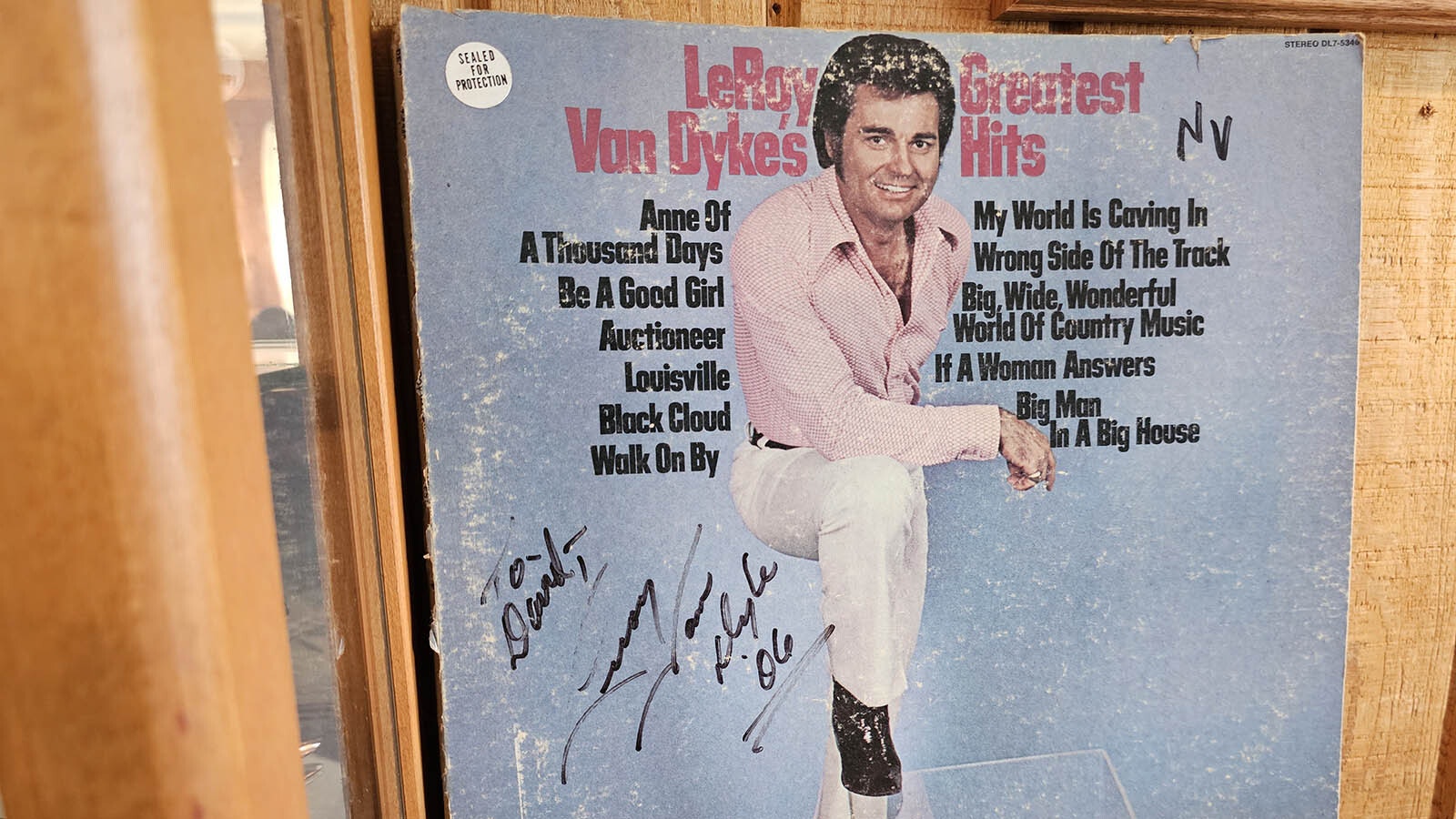 This signed LeRoy Van Dyke album with the song "The Auctioneer" on it has sentimental value for Sublette County auctioneer Dave Stephens.