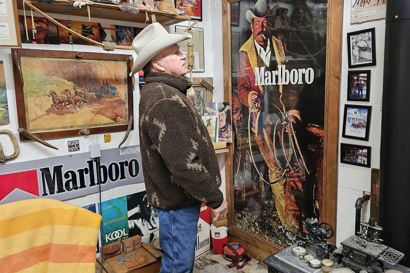Dave Stephens has many photographs, but the one he likes best is the life-sized Marlboro Man portrait of his friend, Darrell Winfield.