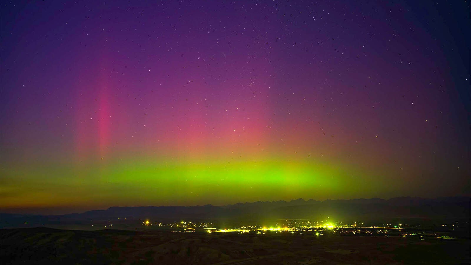 Pinedale photographer Dave Bell captured this stunning image of the aurora hovering over the city.