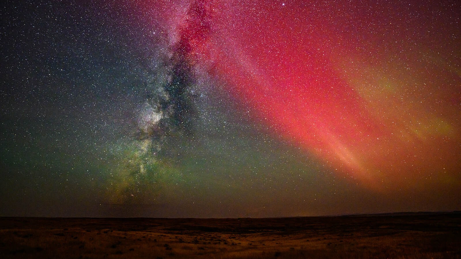 Gary Anderson shared this spectacular image of the aurora visible over Wyoming early Monday. A long exposure also captures the Milky Way in the colors of the geomagnetic storm.