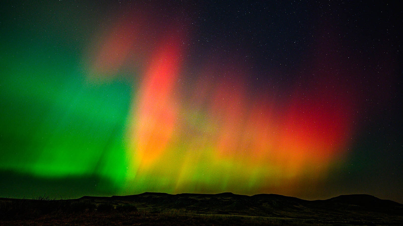 Gary Anderson shared this spectacular image of the aurora visible over Wyoming early Monday.