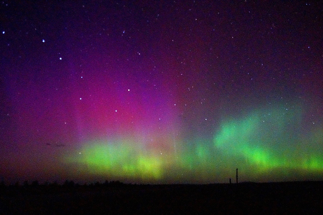 Marilyn Schmoker captured this photo of a rare Wyoming aurora borealis late Monday near her home of Newcastle.