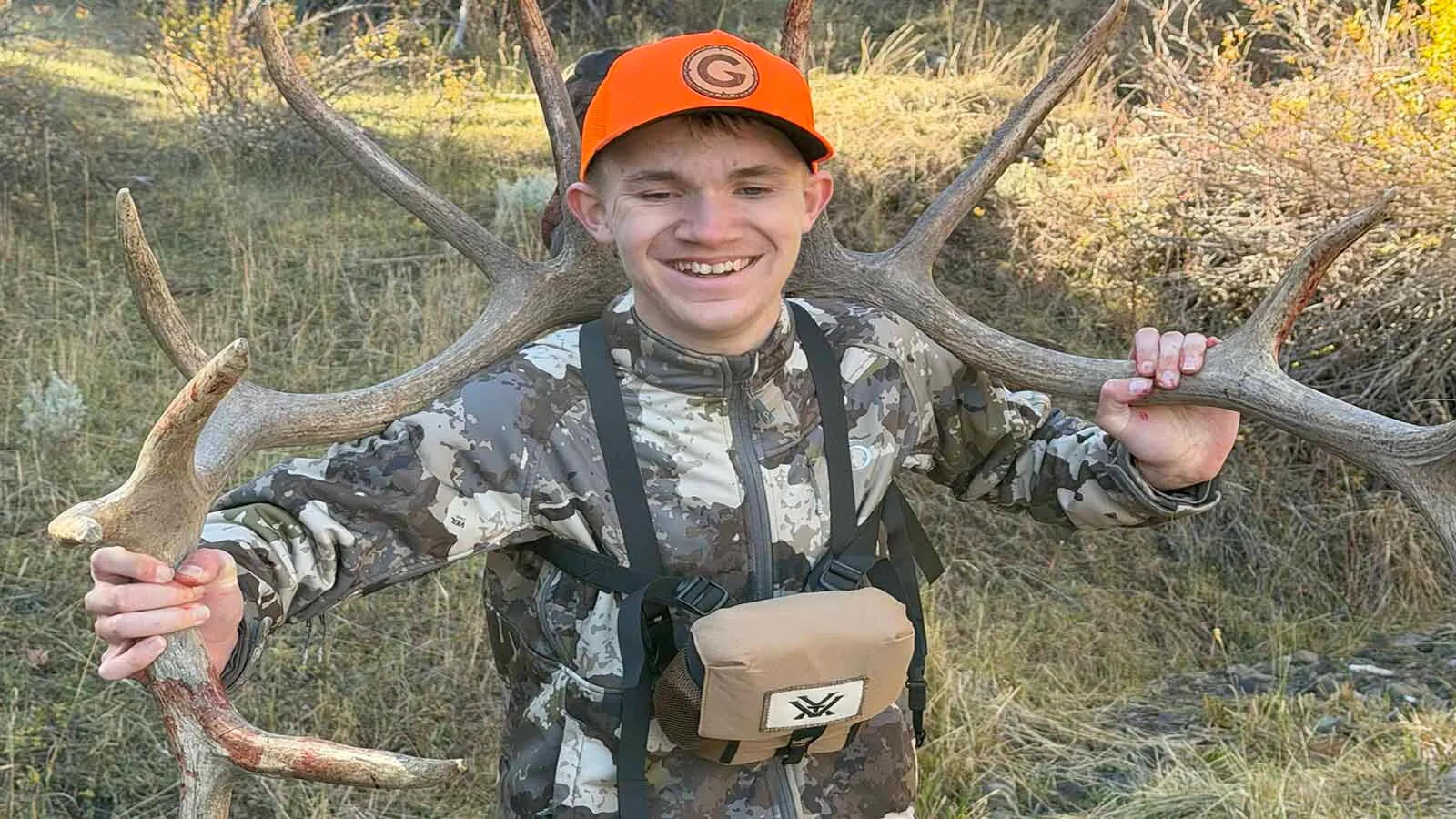 Marty Dupertuis Jr. bagged a huge bull elk while hunting with his dad in the South Fork near Cody.