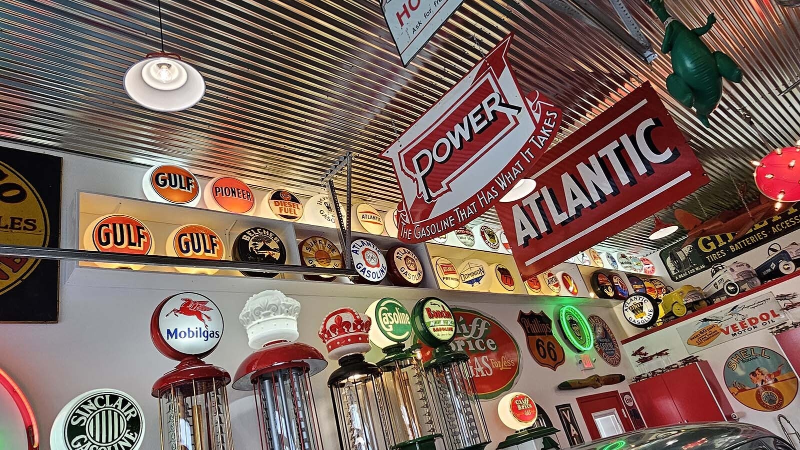 Just look at all the signs and memorabilia here — and that's just one side of the vintage automobile-themed Airbnb recently completed by Frontier Auto Museum in Gillette.