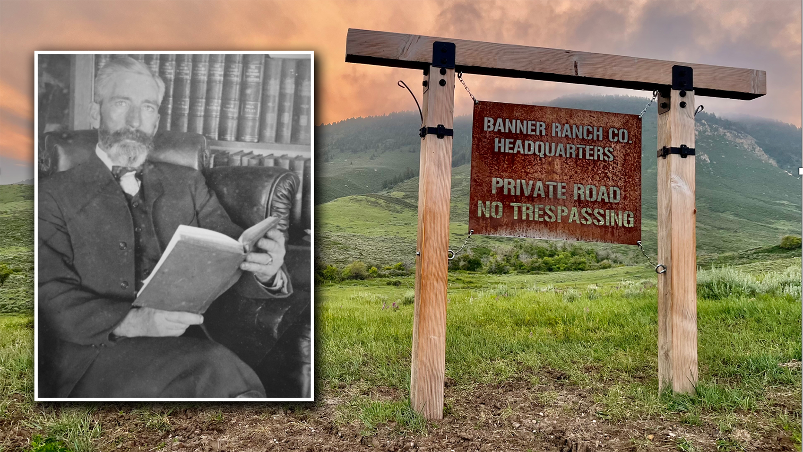 B.B. Brooks, who served as Wyoming’s governor from 1905-1911 sits in a library. Banner Ranch is situated in the hills southeast of Casper, protected from the winds that blow in central Wyoming.