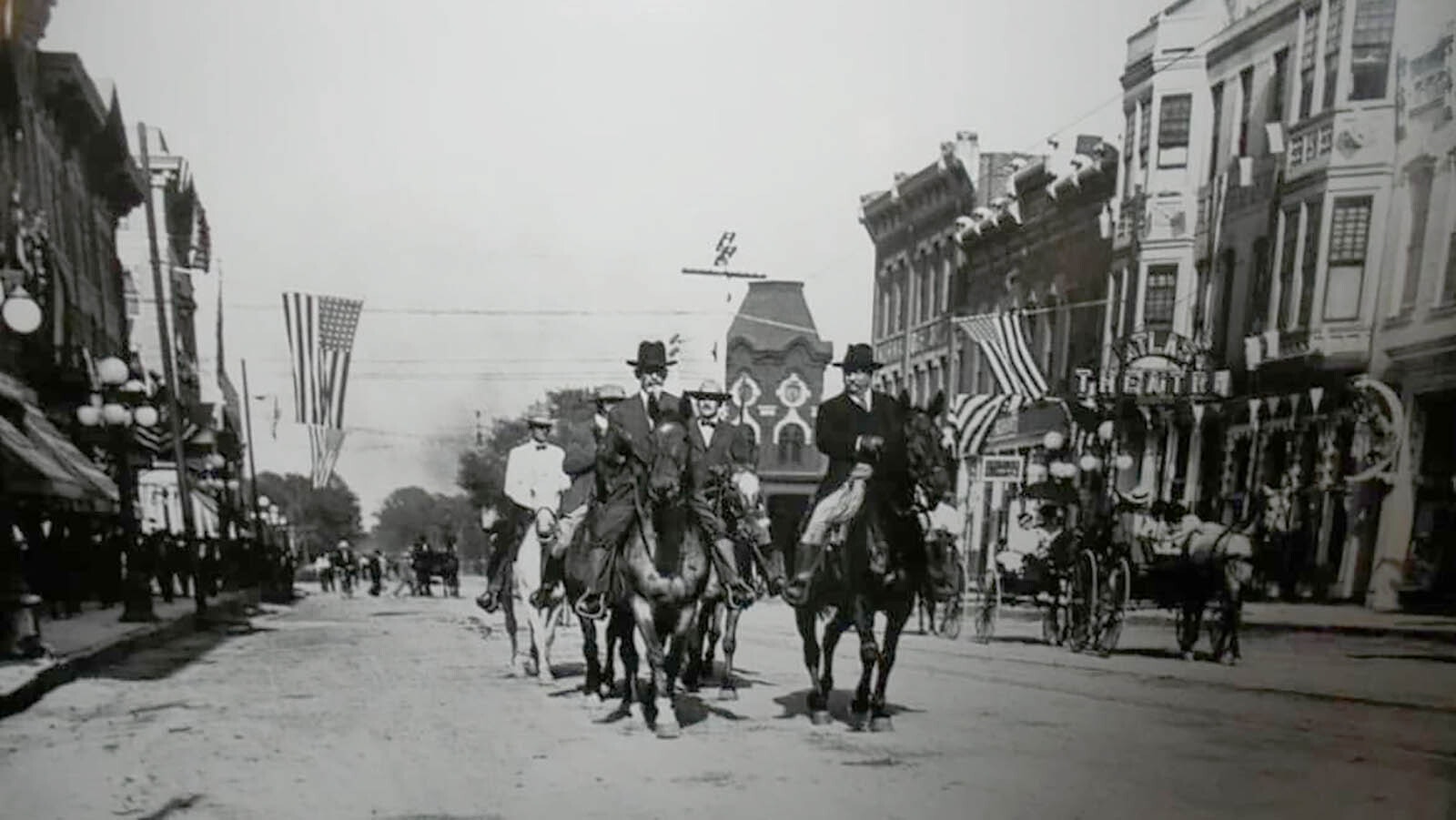 Wyoming Gov. B.B. Brooks rides next to President Teddy Roosevelt during a 1910 Cheyenne Frontier Days Parade.