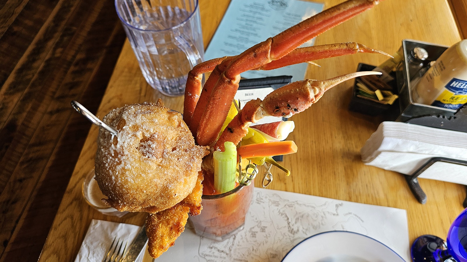 Whether you consider it lunch or brunch, the Brooks Lake Lodge bloody Mary is almost over-the-top absurd — almost. A short beer chaser also comes with it.