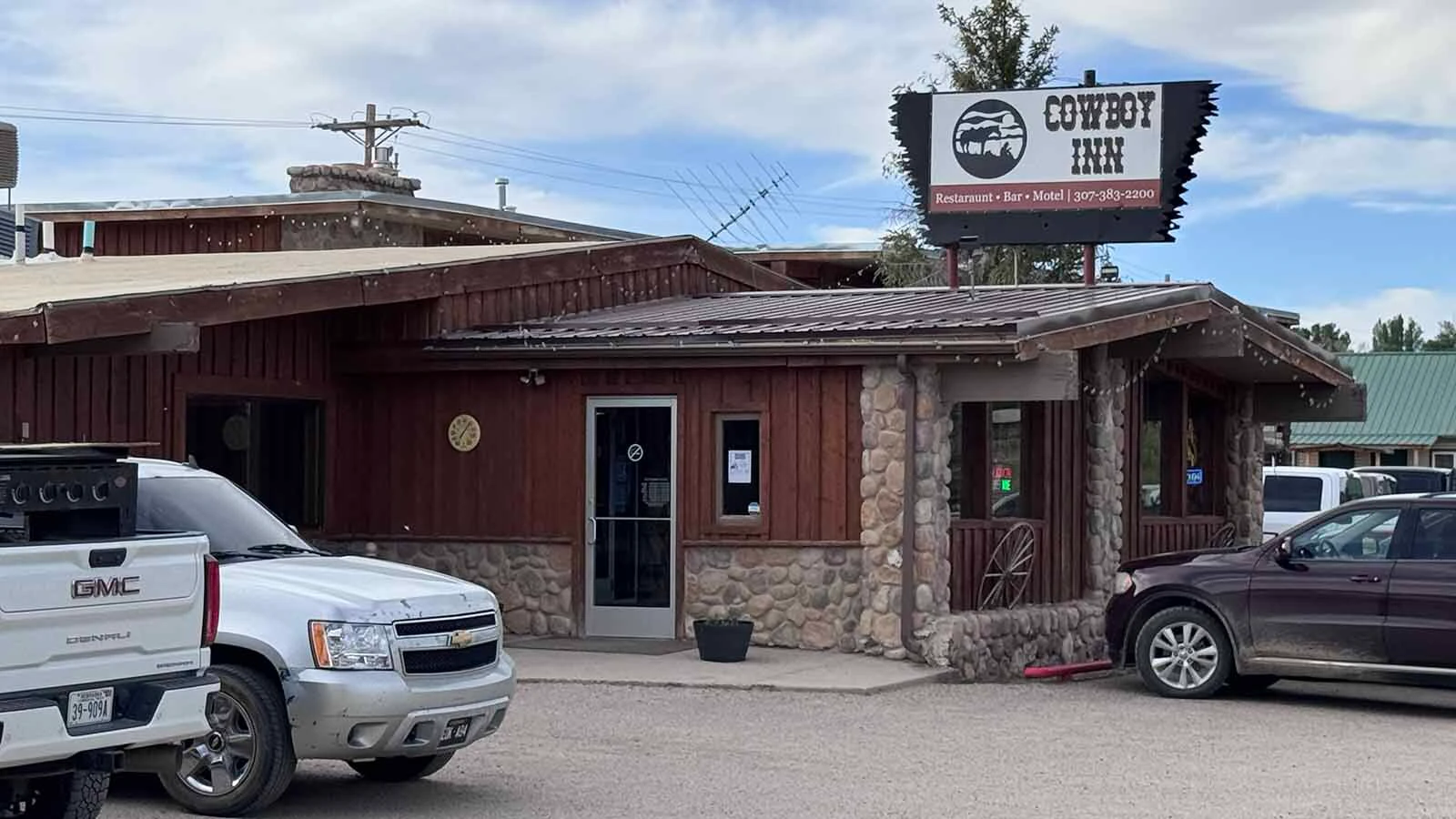 Diners at the Cowboy Inn weren't allowed to leave Monday while the town of Baggs was under a shelter-in-place order.