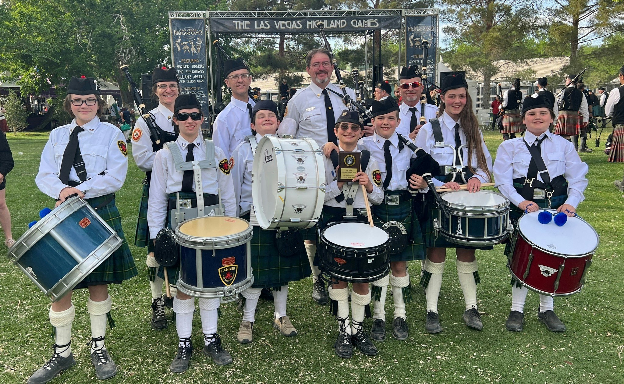 This is a recent photo of the band during its summer tour of the West, which included the Las Vegas Highland Games.