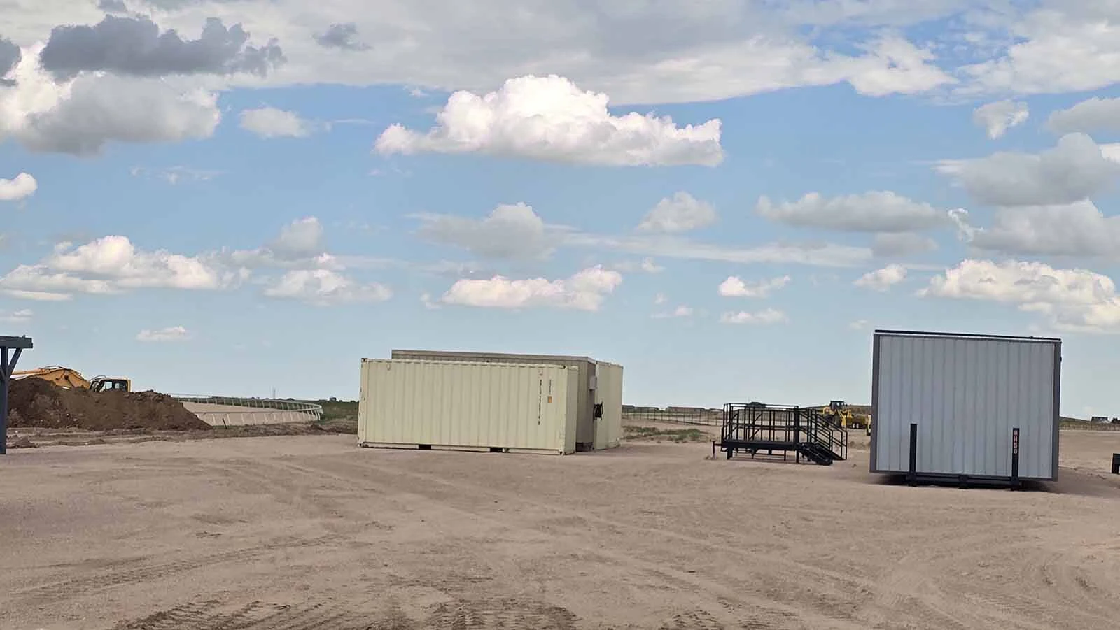This cluster of temporary buildings will house betting machines and has been placed near the viewing area.