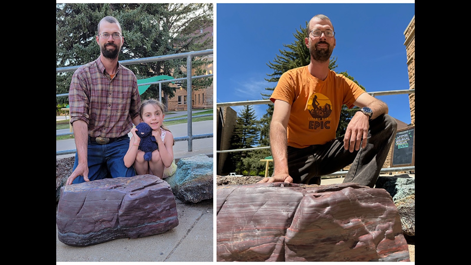 This huge chunk of banded iron rock is a one-of-a-kind Wyoming discovery by Laramie resident Patrick Corcoran and his daughter, Cora. It's now on display at the University of Wyoming Geological Museum.