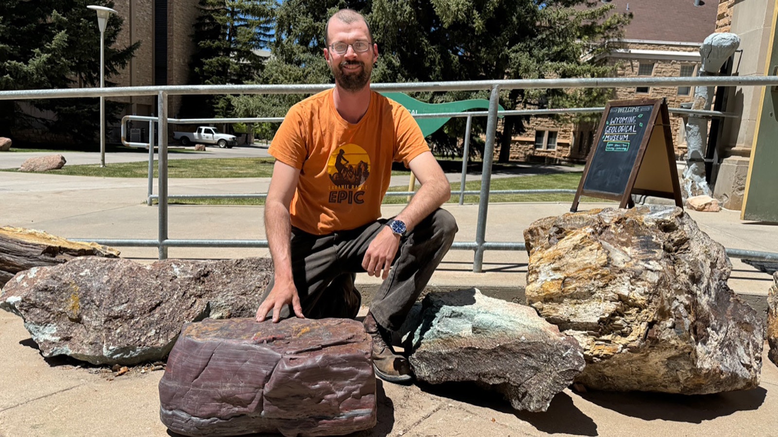 This huge chunk of banded iron rock is a one-of-a-kind Wyoming discovery by Laramie resident Patrick Corcoran and his daughter, Cora. It's now on display at the University of Wyoming Geological Museum.