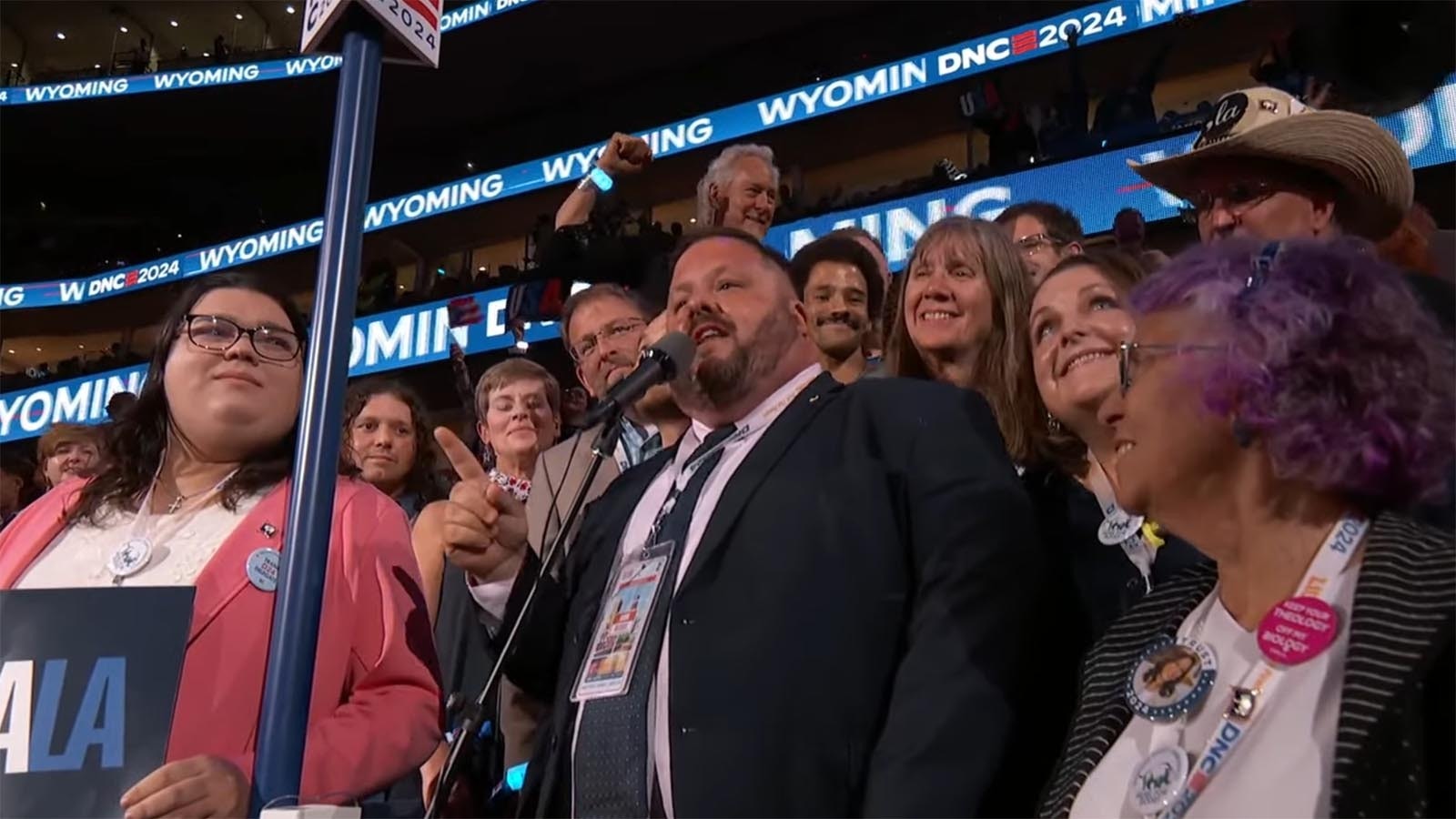 Joe Barbuto and representatives of Wyoming's Democratic Party at the 2024 Democratic National Convention in Chicago.