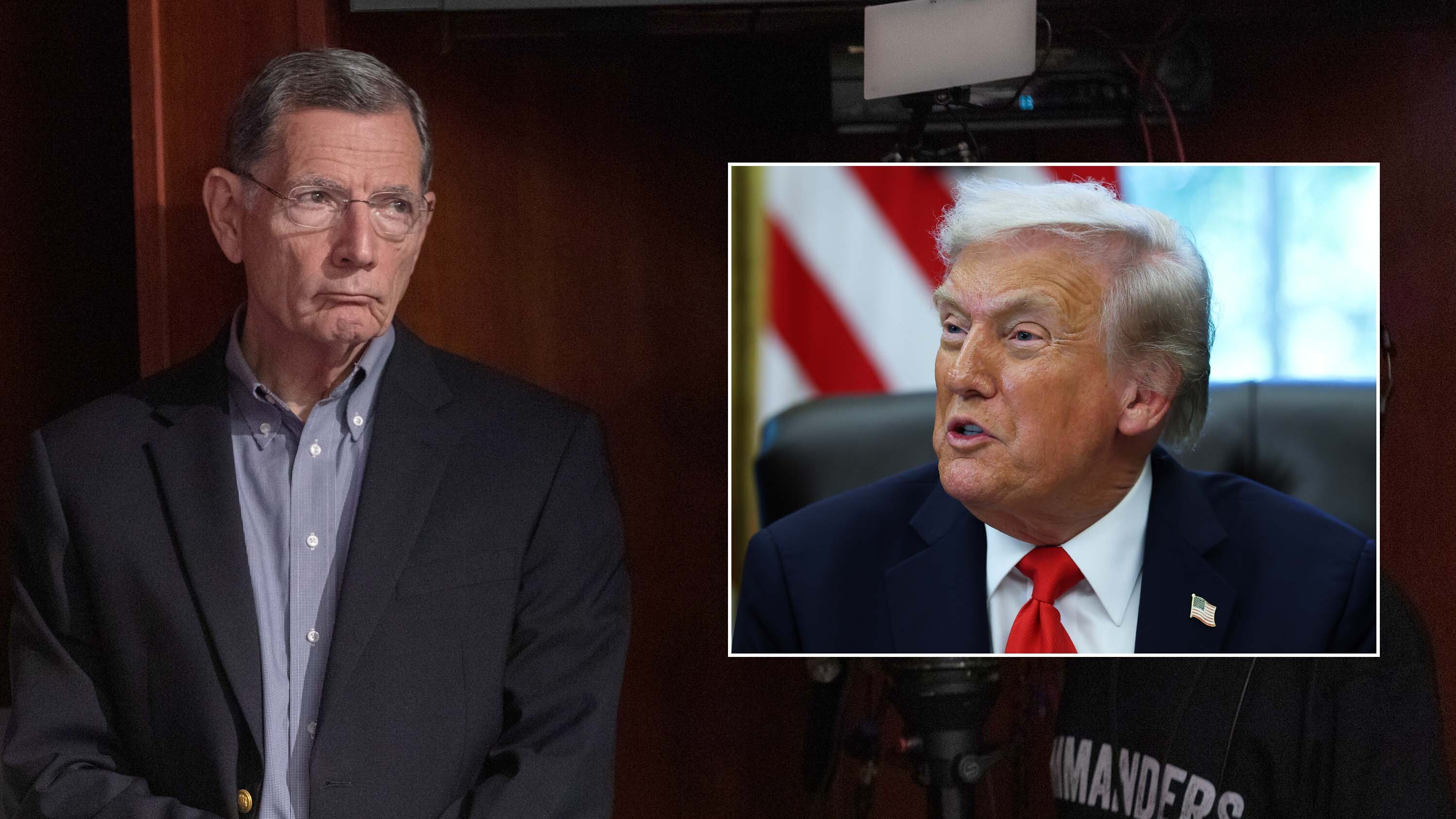 Wyoming U.S. Sen. John Barrasso, the Senate’s second-ranking GOP member, left, said President Donald Trump and congressional Republicans remain unified in not negotiating with Democrats to reopen the government.