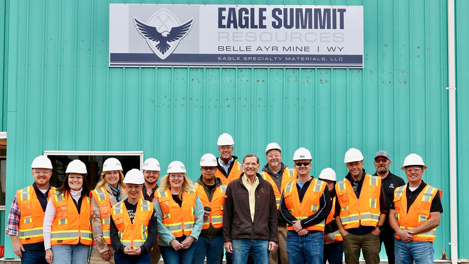 U.S. Sen. John Barrasso, center, with Powder River Basin coal workers at the Belle Ayr Mine south of Gillette, Wyoming.