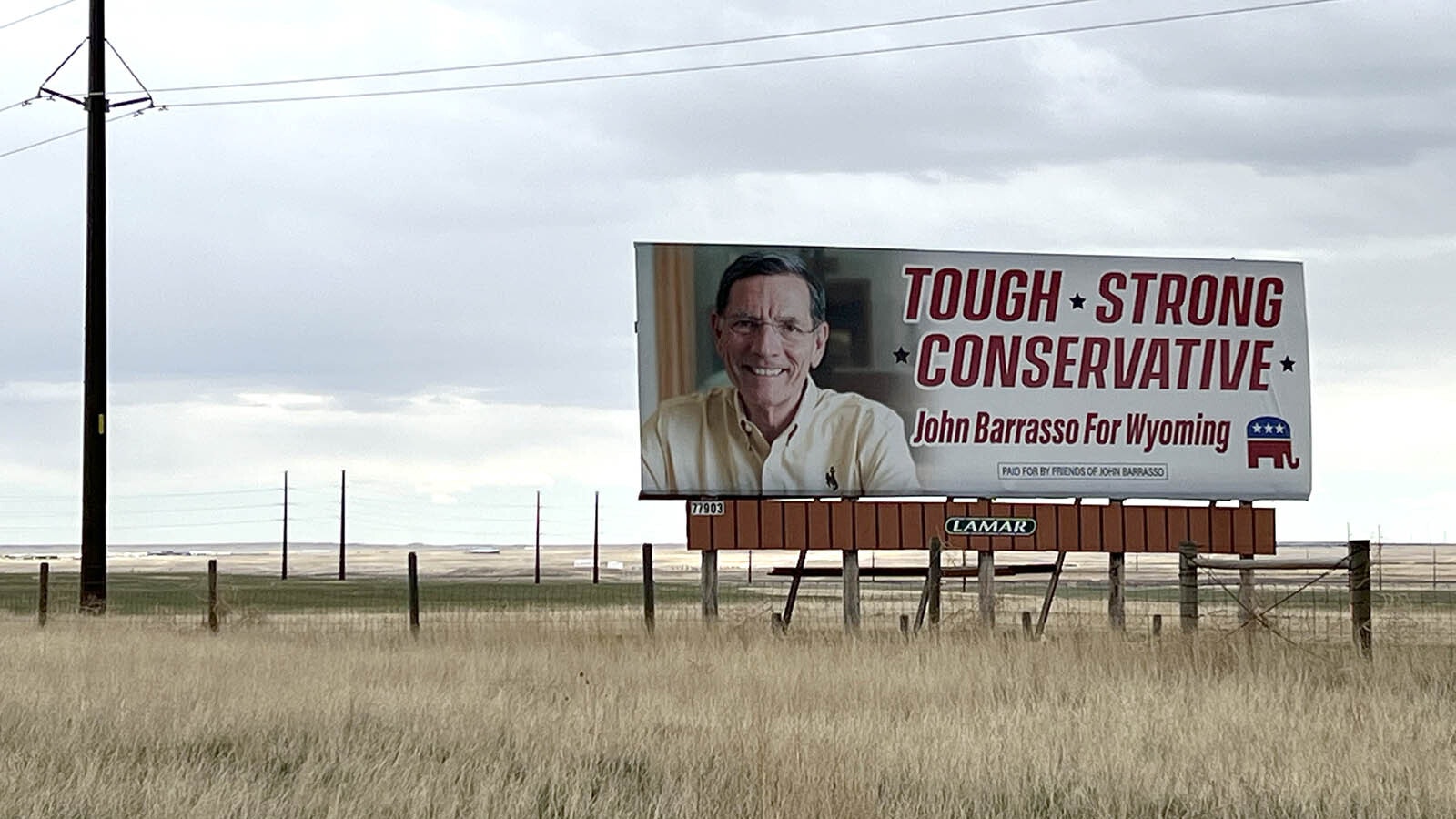 U.S. Sen. John Barrasso officially announced his reelection campaign Wednesday, but he's already putting it out there, like this billboard on eastbound Interstate 80 just west of Cheyenne.