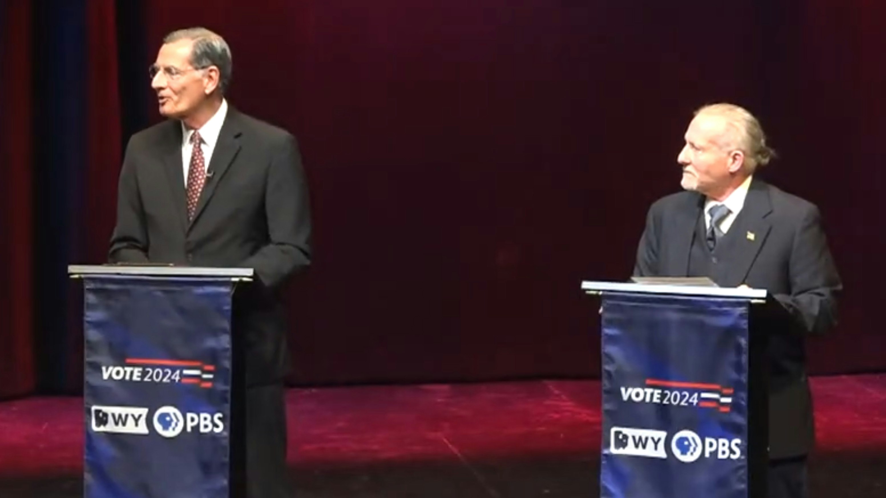 U.S. Sen. John Barrasso, R-Wyoming, and Democratic challenger Scott Morrow debate on Oct. 17, 2024.