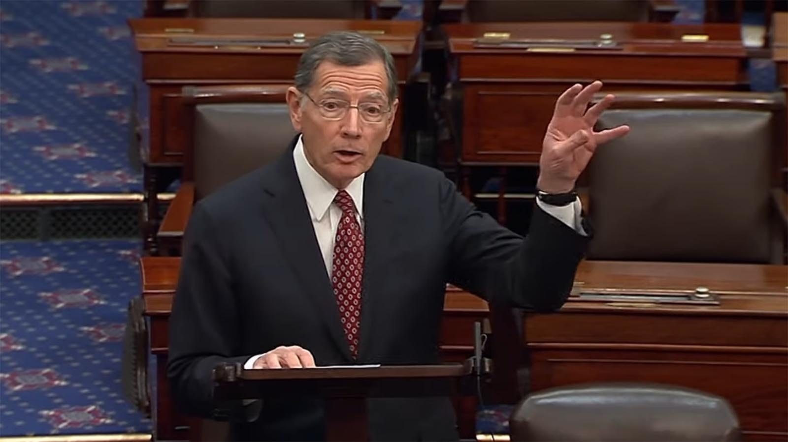 U.S. Sen. John Barrasso, R-Wyoming, talks about Democrats' efforts to stall President's Trumps Cabinet picks from the floor of the Senate on Wednesday, Jan. 22, 2025.