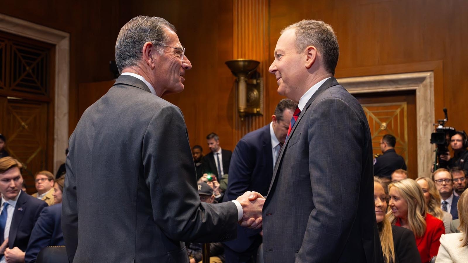 Wyoming Republican Sen. John Barrasso, left, with President Donald Trump's pick for head of the EPA, Lee Zeldin.