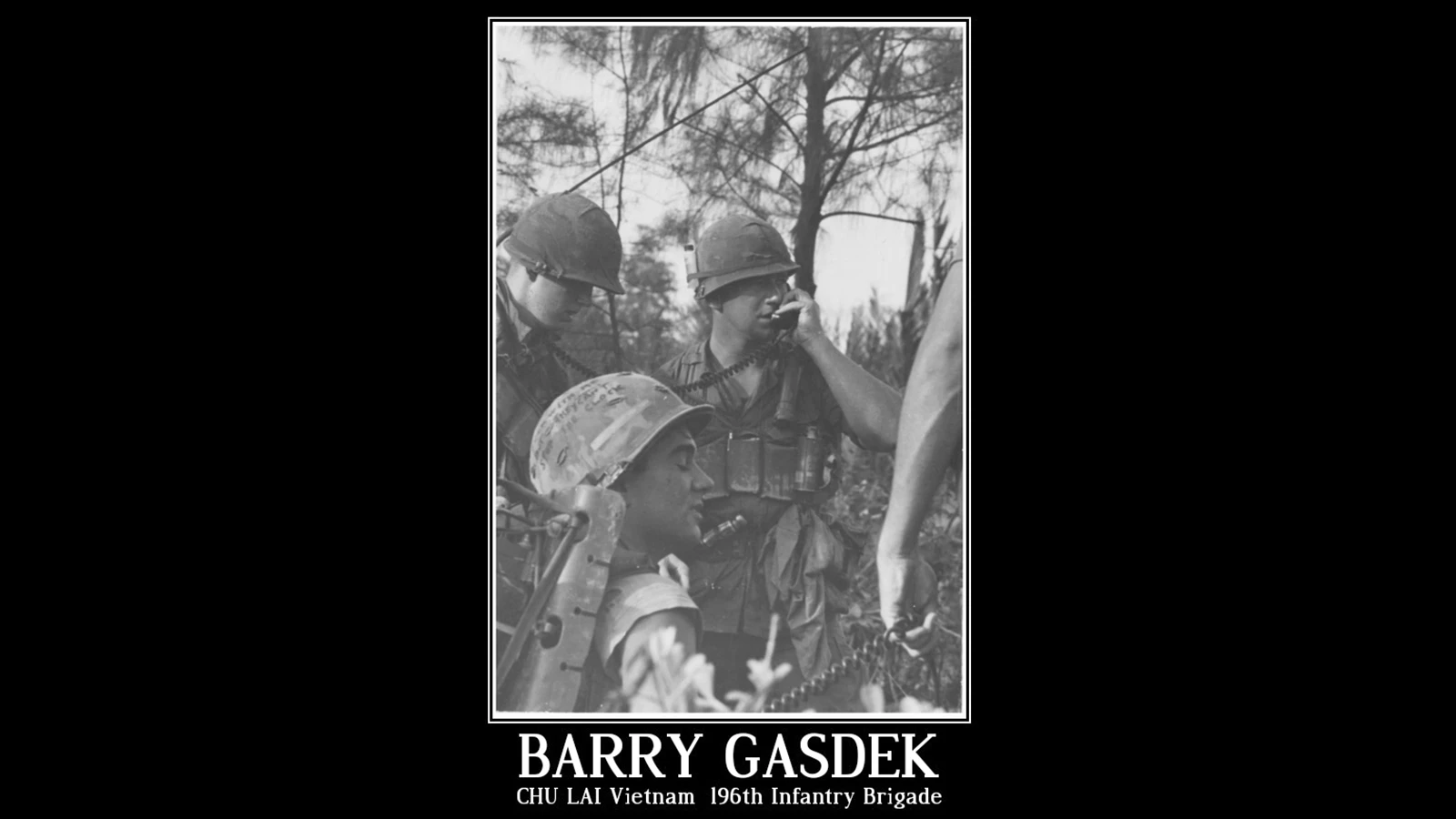 Capt. Barry Gasdek on a radio during his tenure in Vietnam.