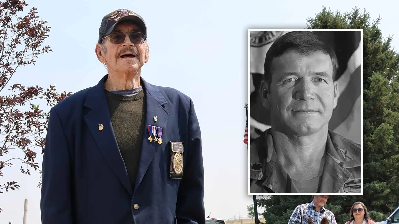 Barry Gasdek at the unveiling of a Chris Navarro bronze sculpture honoring a fallen soldier at the Oregon Trails State Veterans Cemetery in Evansville.