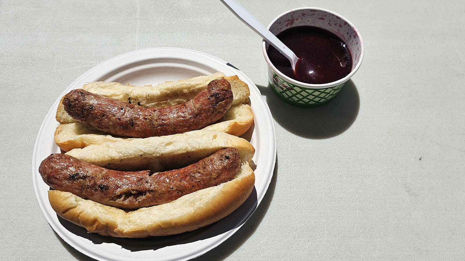 Even plain, the Lukainka, Basque sausages, are quite tasty. Shown here with blackberry sorbet.