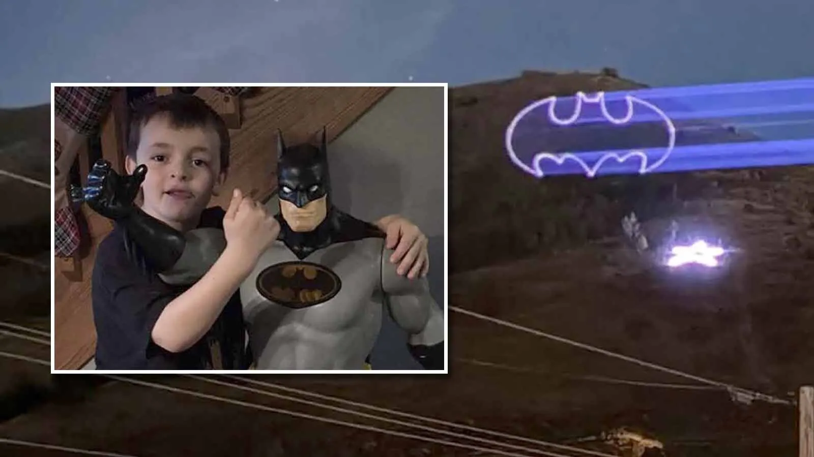 When a Pennsylvania couple saw photos of a big Bat-Signal lighting up a hillside over Afton, Wyoming, Emily and Justin Sweitzer drove 2,000 miles to see it. It was a tribute to their 7-year-old son Issac, a huge Batman fan, who died seven years ago in a car crash.