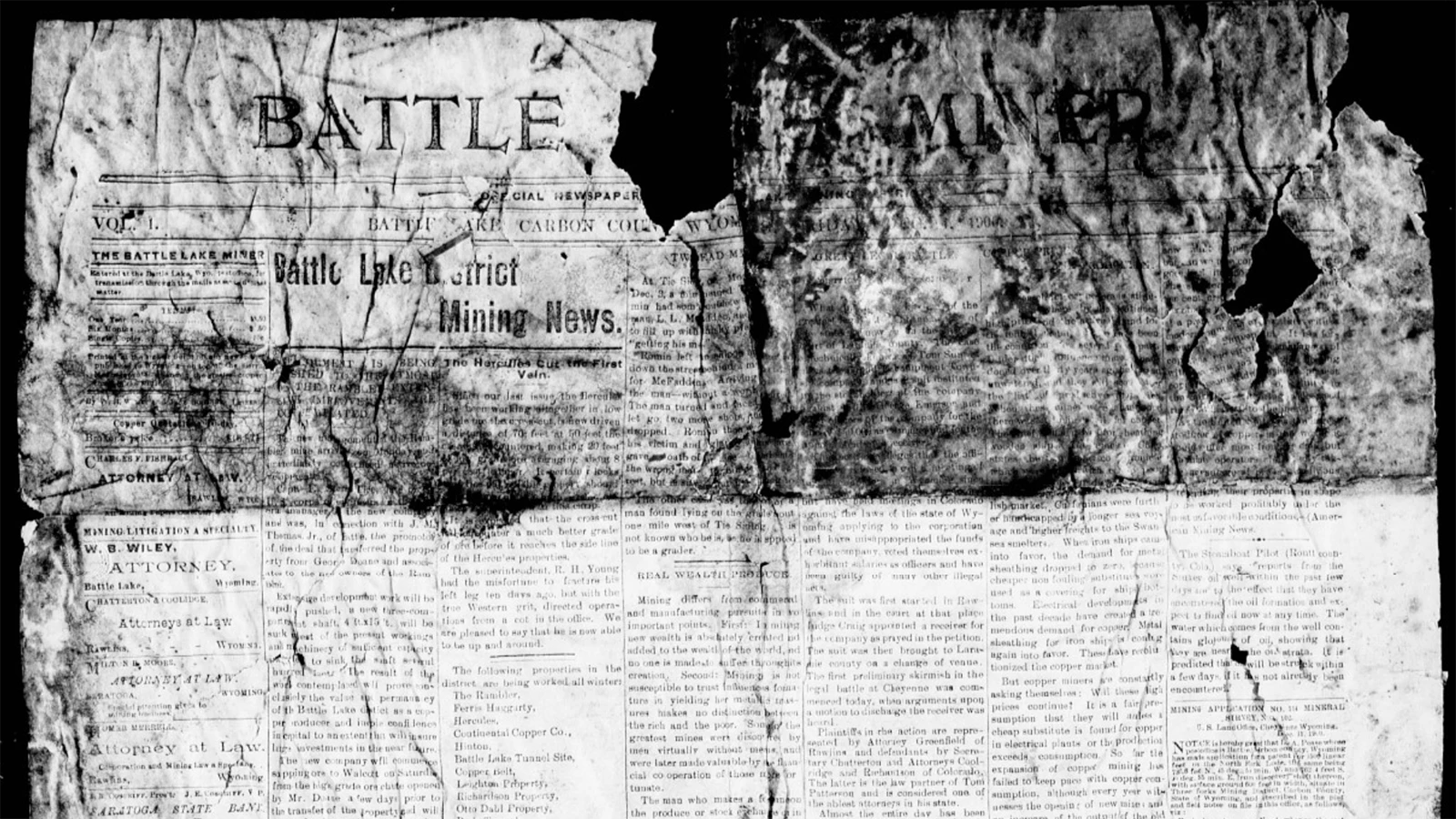 The town of Battle boasted a newspaper, The Battle Lake Miner, which shared the local gossip, talked about mining prospects, the snow and avoided including stories about the violence between the sheepherders, cowboys and miners.