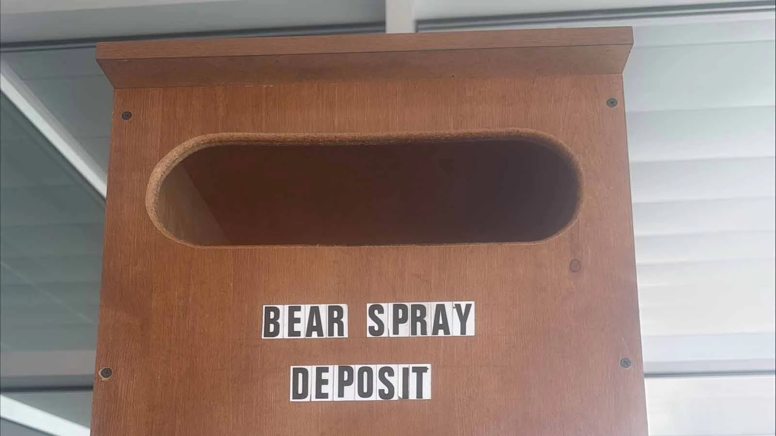 A bin at Yellowstone Regional Airport in Cody gives travelers a place to drop off their cans of bear spray, which are prohibited on commercial flights.