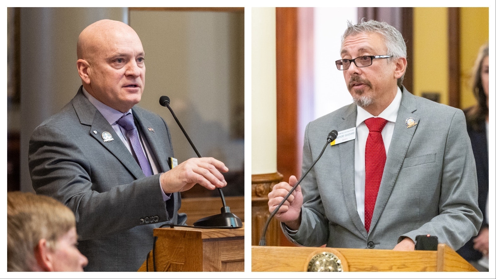 State Rep. John Bear, R-Gillette, left, and state Sen. Anthony Bouchard, R-Cheyenne.