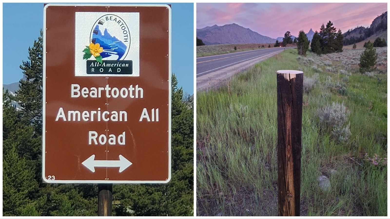 Someone wanted a misspelled road sign along the Beartooth Highway, so cut it off.